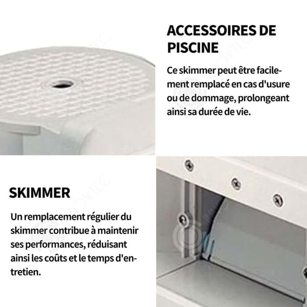 INN Skimmer 35,5x19,5cm stor öppningsbar vit poolskimmer simbassängtillbehör skummare för swimmingpool skimmer pool ovan s