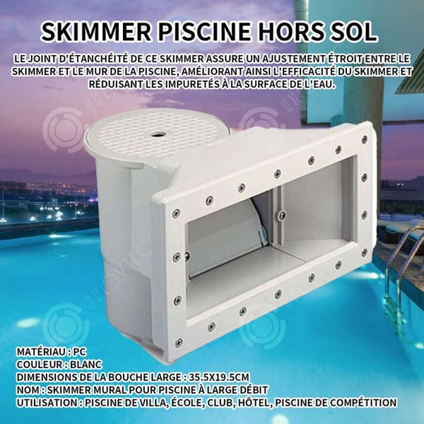 INN Skimmer 35,5x19,5cm stor öppningsbar vit poolskimmer simbassängtillbehör skummare för swimmingpool skimmer pool ovan s