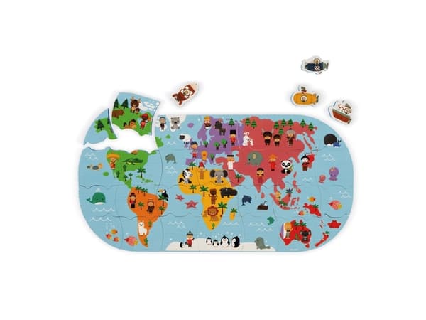 JANOD Bath Explorers Map, Badepuslespill, Gutt/Jente, 3 år, Polyetylen-vinylacetat (PEVA), Flerfarget