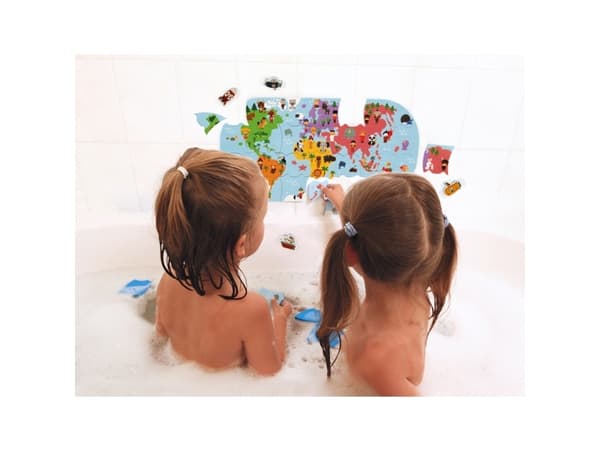 JANOD Bath Explorers Map, Badepuslespill, Gutt/Jente, 3 år, Polyetylen-vinylacetat (PEVA), Flerfarget