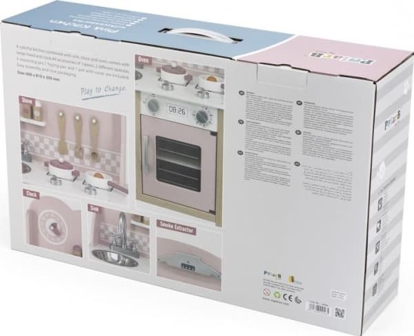 Viga Toys Viga 44046 PolarB Kitchen with silver-pink accessories