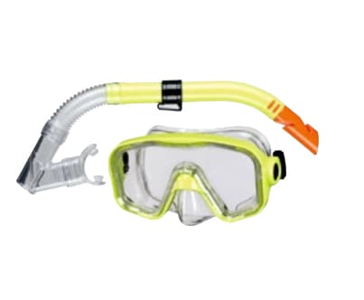 BECO-Beermann Set BAHIA, Barn, Halv ansiktsmaske, Snorkling, Polykarbonat, Gjennomsiktig, Gult, 12 år