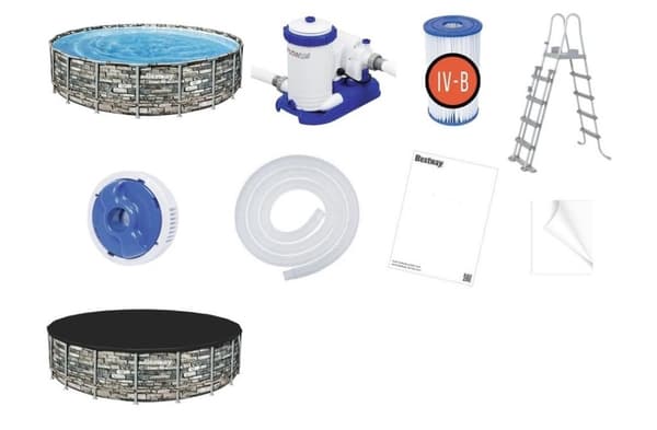 Bestway Power Steel swimmingpool 671 x 132 cm - Stenlook - komplet sæt