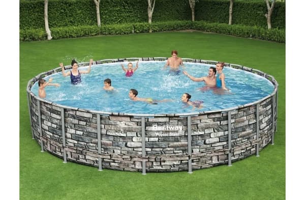 Bestway Power Steel swimmingpool 671 x 132 cm - Stenlook - komplet sæt