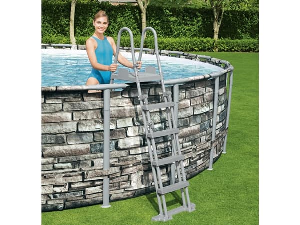 Bestway Power Steel swimmingpool 671 x 132 cm - Stenlook - komplet sæt