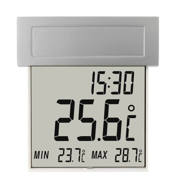 UT 101 Udendørs Vinduestermometer m. Ur og Solceller