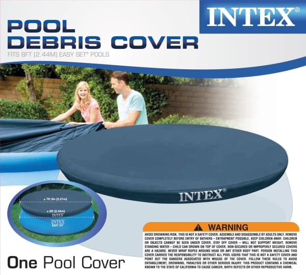 Intex 28020, Poolöverdrag, Ovanmarkspool, Rund, Blå, PVC, Polyeten, 2,44 m
