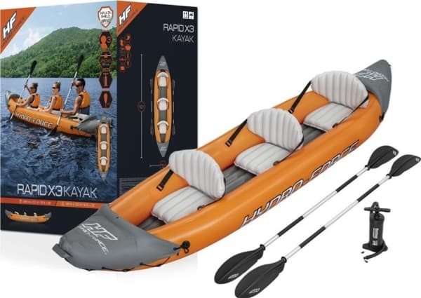 Bestway 65132, Puhallettava kajakki, 3 henkilö(t), 250 kg, ISO 6185, Oranssi, 3 istuin(ta)