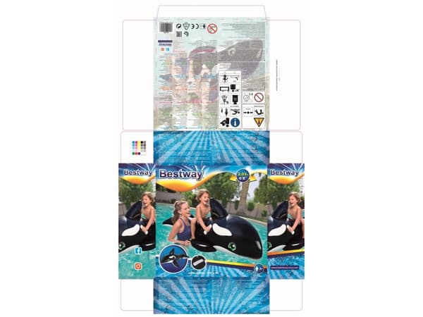 Bestway 41009, Sort, Hvit, Rideflåte, Mønster, Vinyl, 3 år, 900 mm