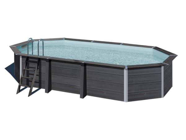 Composite Pool Oval 664 x 386 x 124 cm, Black Graphite