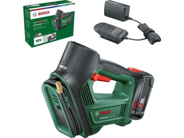 Bosch Universal Pump 18V, Sykkel, Bil, Universell, 10,3 stang, 30 l/min, Grønn, Plast, Gummi, 0 - 150 psi