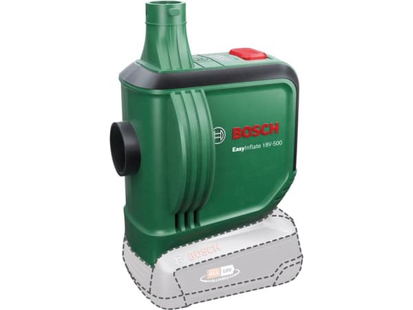 Bosch EasyInflate 18V-500, Universaali, 0,03 bar, 530 l/min, Vihreä, 0 - 0,5 psi, 0,5 m