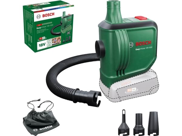 Bosch EasyInflate 18V-500, Universaali, 0,03 bar, 530 l/min, Vihreä, 0 - 0,5 psi, 0,5 m