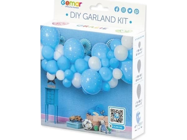 GoDan DIY Baby Blue ballongkrans 65 ballonger + bånd