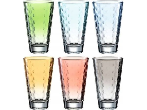LEONARDO Optic, Blandade färger, Glas, 6 styck, Kon, 300 ml, 80 mm