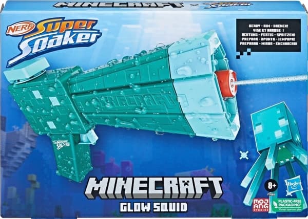 Nerf Minecraft Glow Squid, Gevær, Blå, 8 år, 1 stykker