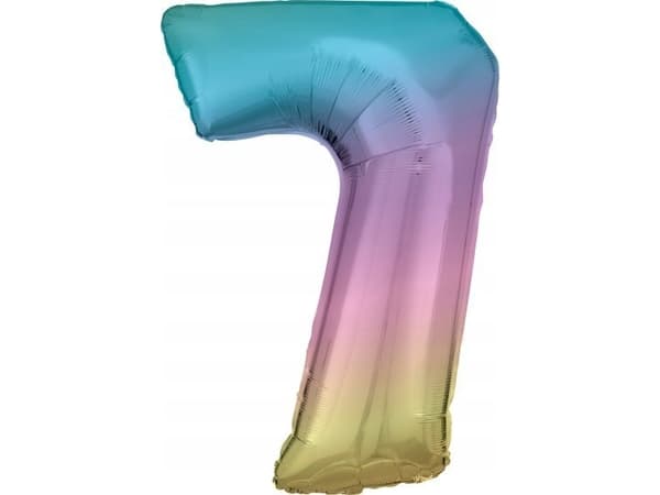 AMSCAN folio ilmapallo suuri numero 7 Rainbow Pastelli 57x86cm N34 pakattu 9909705