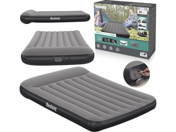 Bestway 2-personers Tritech oppblåsbar madrass Innebygd USB-pumpe 191x137cm 671BR