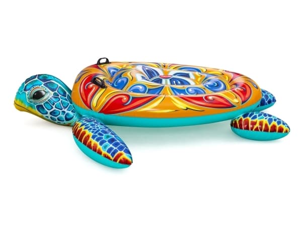 Bestway uppblåsbar madrass med handtag GUL Majolikatryck 183x173cm 41523