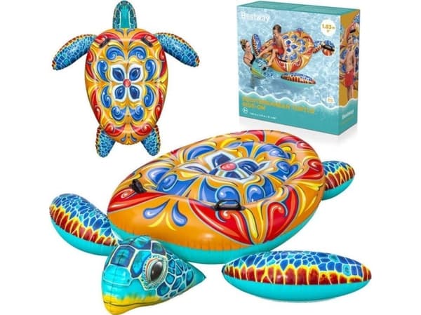 Bestway oppblåsbar madrass med håndtak TURTLE Majolica print 183x173cm 41523