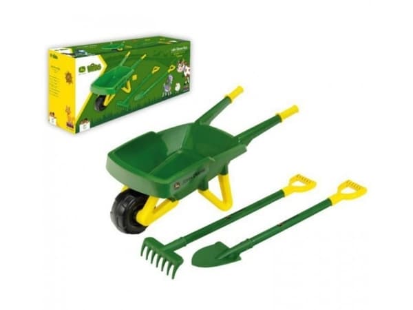 Little Gardener's Set John Deere Children's Sand Trillebår + Grønt hageverktøy Spade Rake Klein