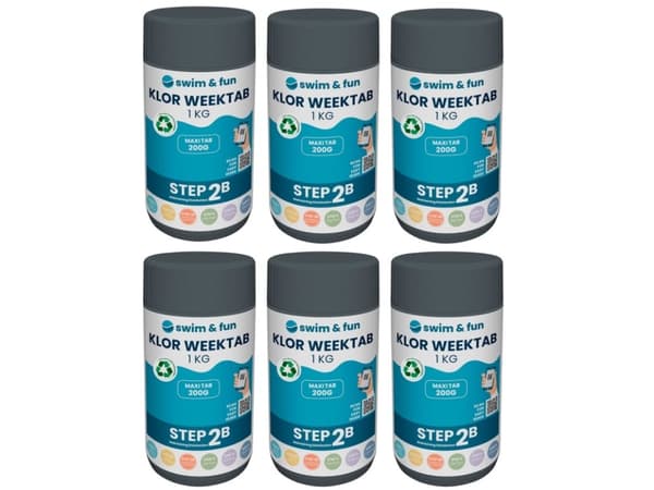 Swim & Fun Klor WeekTab 200g tabletter, 6 kg (6 x 1 KG)