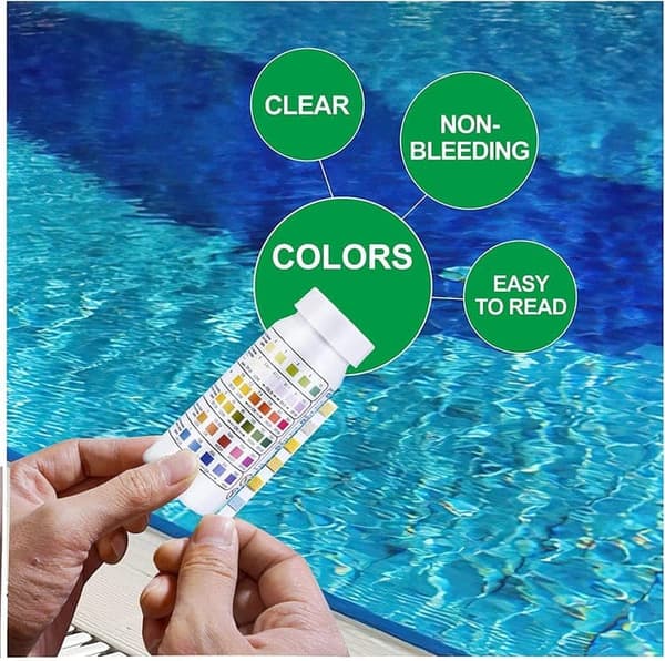6-i-1 Pool- och Spa-teststickor , Vattentestare 50-pack - pH, Klor, Alkalinitet, Cyanursyra, Hårdhet