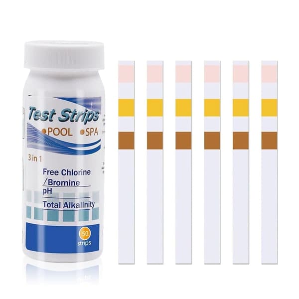 Lollanda 50-pack 3-i-1 Pooltestremsor och Spa-teststickor - pH, Vattentestare, Alkalinitet, Fritt Klor