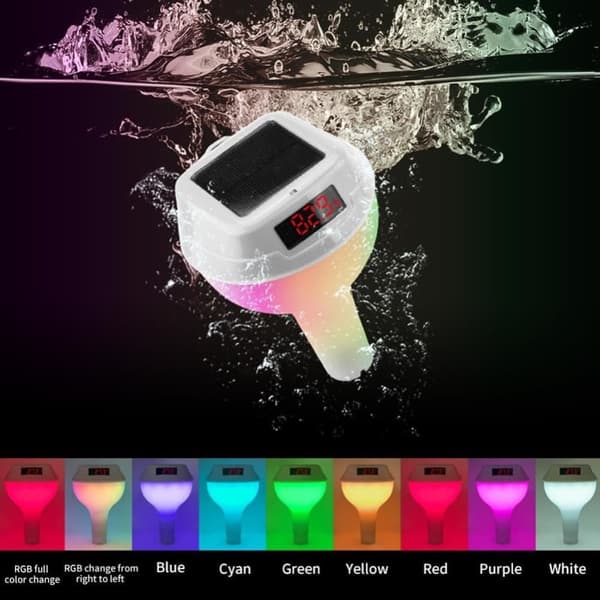 Lollanda Solcellsdriven Digital Pooltermometer, Trådlös solcellsdriven pooltermometer med RGB LED