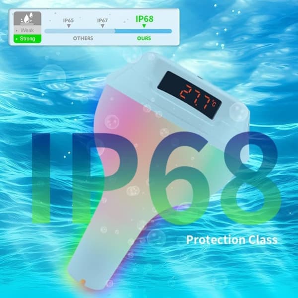 Lollanda Solcellsdriven Digital Pooltermometer, Trådlös solcellsdriven pooltermometer med RGB LED