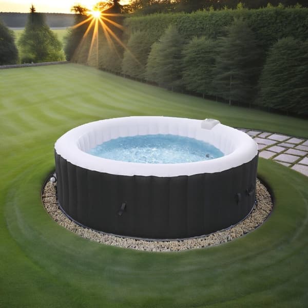 Oppblåsbart boblebad Bali Oval – 2-personers boblebad – 190x150x65 cm – LED-belysning – 90 dyser – Opptil 40°C – 550L – 2400W – Svart – For innendørs