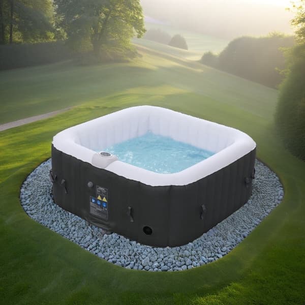 GURU Oppustelig Whirlpool Rome – 2400W | 208x208x65 cm | Til 6 personer (4 voksne + 2 børn) | 130 massagedyser | Opvarmes op til 40°C | Indendørs og u