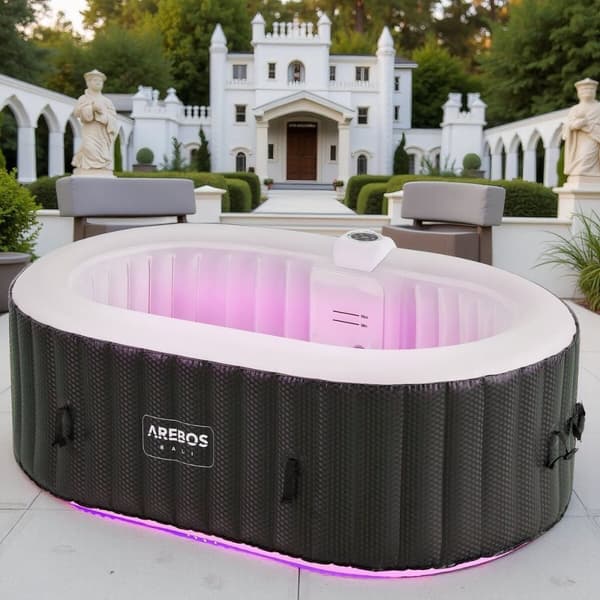 Oppblåsbart boblebad Florence – 2400 W | 154 x 154 x 65 cm | Jacuzzi for 4 personer | 100 massasjedyser | Opptil 40 °C oppvarming | Oppblåsbart spa in