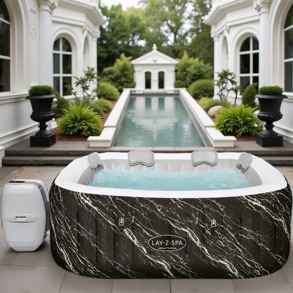 Luksusjacuzzi – Ø180 cm – 799 l – 120 dyser – Varmer opp til 40 °C – Frostbeskyttelse – Isolerende trekk – Innendørs og utendørs boblebad – 4 personer