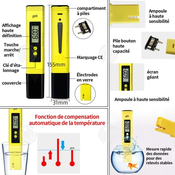 INN Salinometer 0,1-14,0 PH-testområde Elektronisk PH-testare Multifunktionspenna Vattenkvalitetstestare Simbassäng Digital mätare