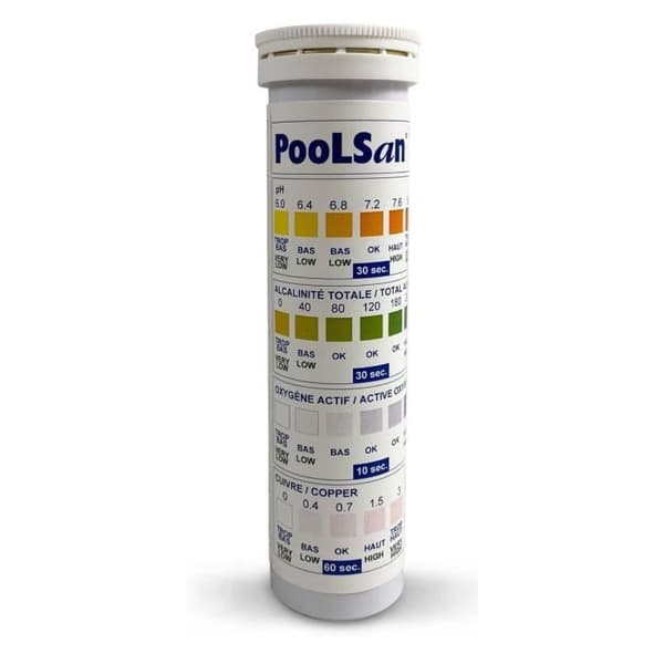 Poolsan analyskit för pooler och spa - Koppar, Aktivt syre, pH och Alkalinitet