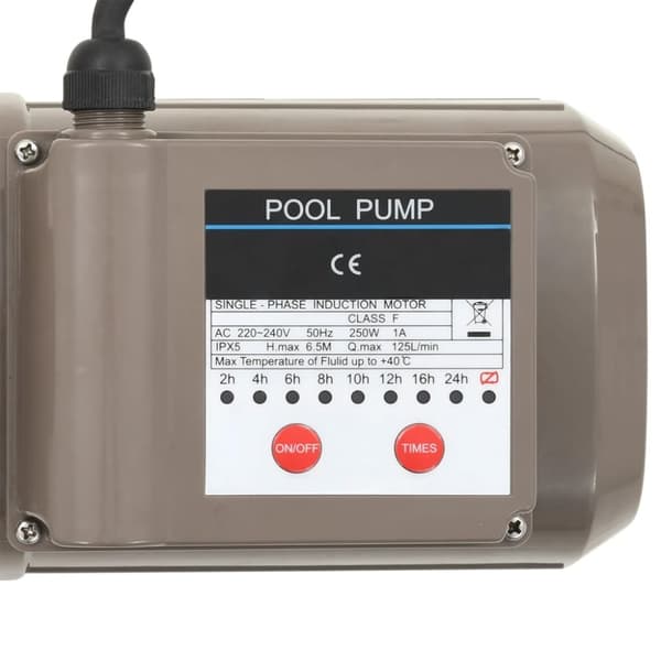 vidaXL Uima-altaan pumppu ajastimella musta 0,25 HV 8 000 l/h