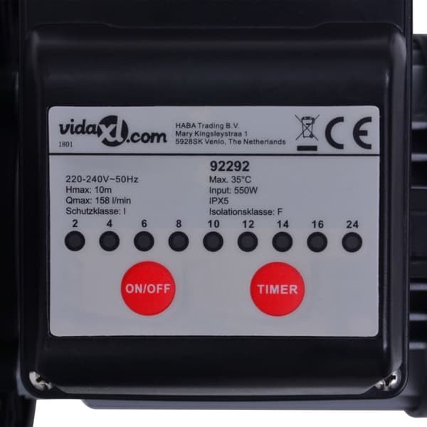 vidaXL sandfilterpumpe med timer 550 W 50 l