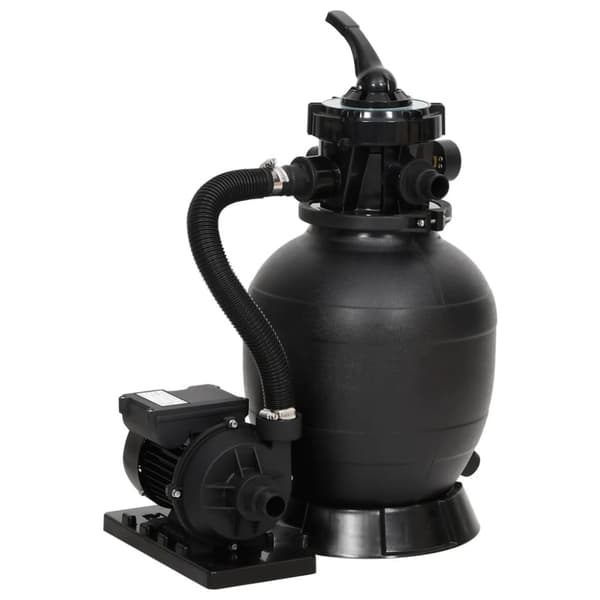 vidaXL Sandfilter for basseng med 6-veis ventil svart