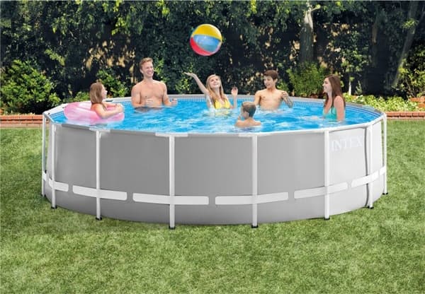 Intex Prismerør Pool 457x122cm inkl. filterpumpe, sikkerhedsstige,