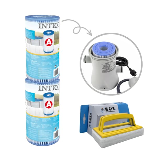 Filter Typ A - Intex - 2 stycken - Lämplig för filterpump 28604GS/28638GS/28636GS & WAYS skurborste