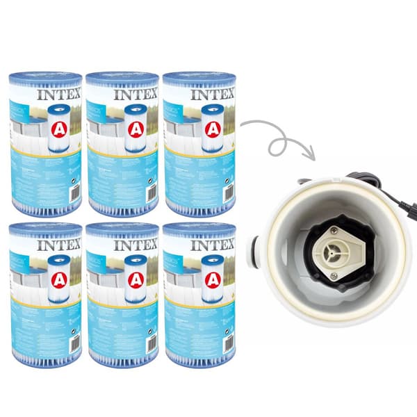 Intex - A-suodattimet - 6 kpl - Sopii suodatinpumppuun 28604GS/28638GS/28636GS & WAYS kuurausharja