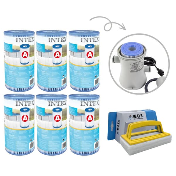 Filter Typ A - Intex - 6 delar - Lämplig för filterpump 28604GS/28638GS/28636GS & WAYS skurborste