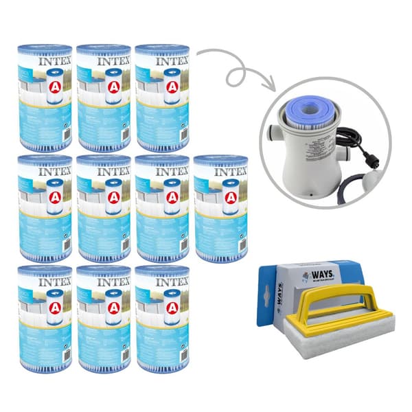 Filtre Type A - Intex - 10 styk - Velegnet til filterpumpe 28604GS/28638GS/28636GS & WAYS skrubbebørste