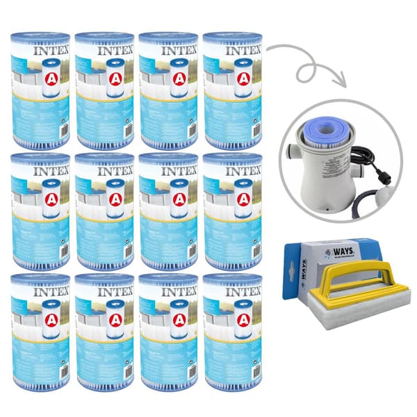 Intex - A-suodattimet - 12 kpl - Sopii suodatinpumppuun 28604GS/28638GS/28636GS & WAYS kuurausharja