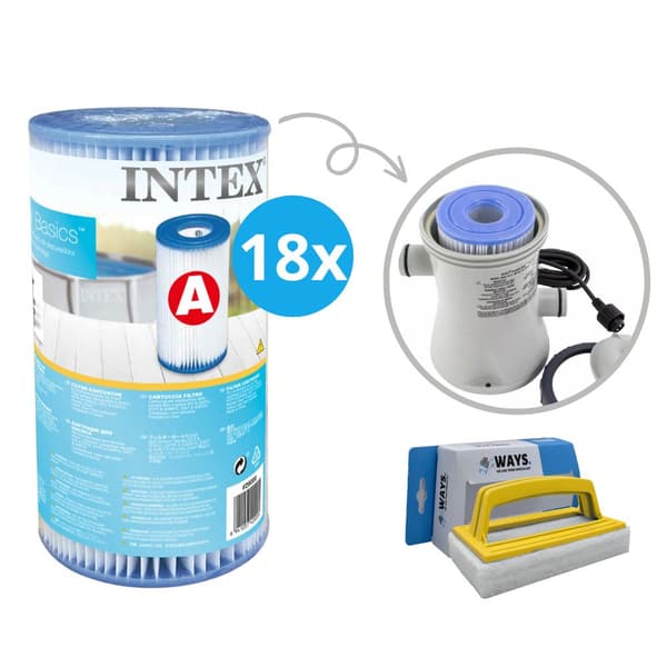 Intex - A-suodattimet - 18 kpl - Soveltuu suodatinpumppuun 28604GS/28638GS/28636GS & WAYS kuurausharja