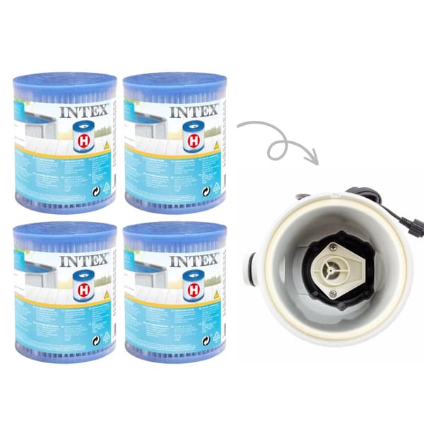 Intex - Arvopaketti - H-suodattimet sopivat suodatinpumpulle 28602GS - 4 kpl & WAYS kuurausharja