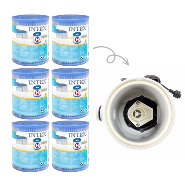 Intex - Arvopaketti - H-suodattimet sopivat suodatinpumppuun 28602GS - 6 kpl & WAYS kuurausharja