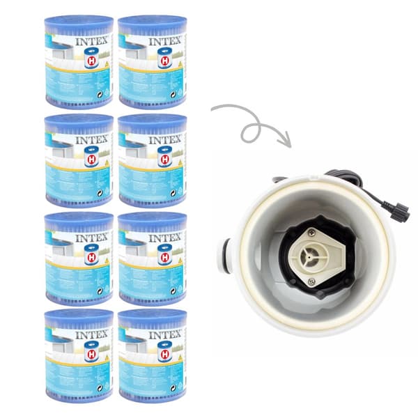 Intex - Arvopaketti - H-suodattimet sopivat suodatinpumpulle 28602GS - 8 kpl & WAYS kuurausharja