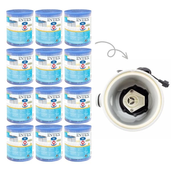 Intex - Arvopaketti - H-suodattimet sopivat suodatinpumpulle 28602GS - 12 kpl & WAYS kuurausharja